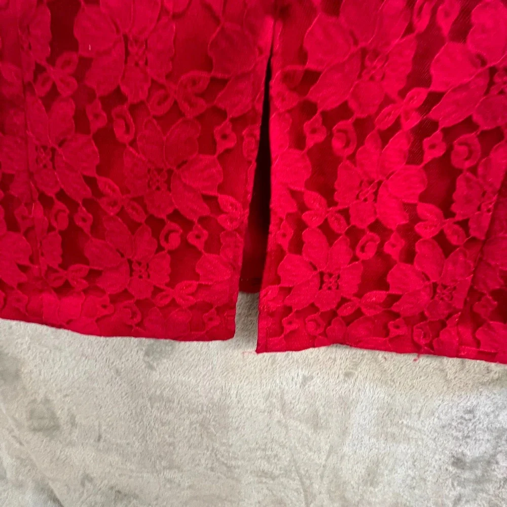 Allison Woods Red‎ Floral Lace Sleeveless Shift Dress 22W Wedding Guest Romantic